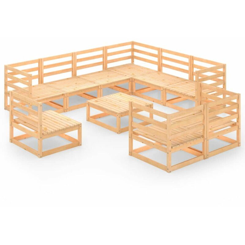 

Happyshopping - Juego de muebles de jardin 10 piezas madera pino maciza