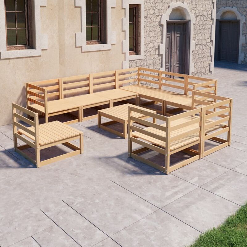 

Juego de muebles de jardín 10 piezas madera pino maciza