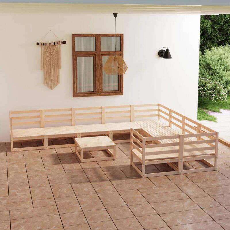 

Juego de muebles de jardín 10 piezas madera pino maciza