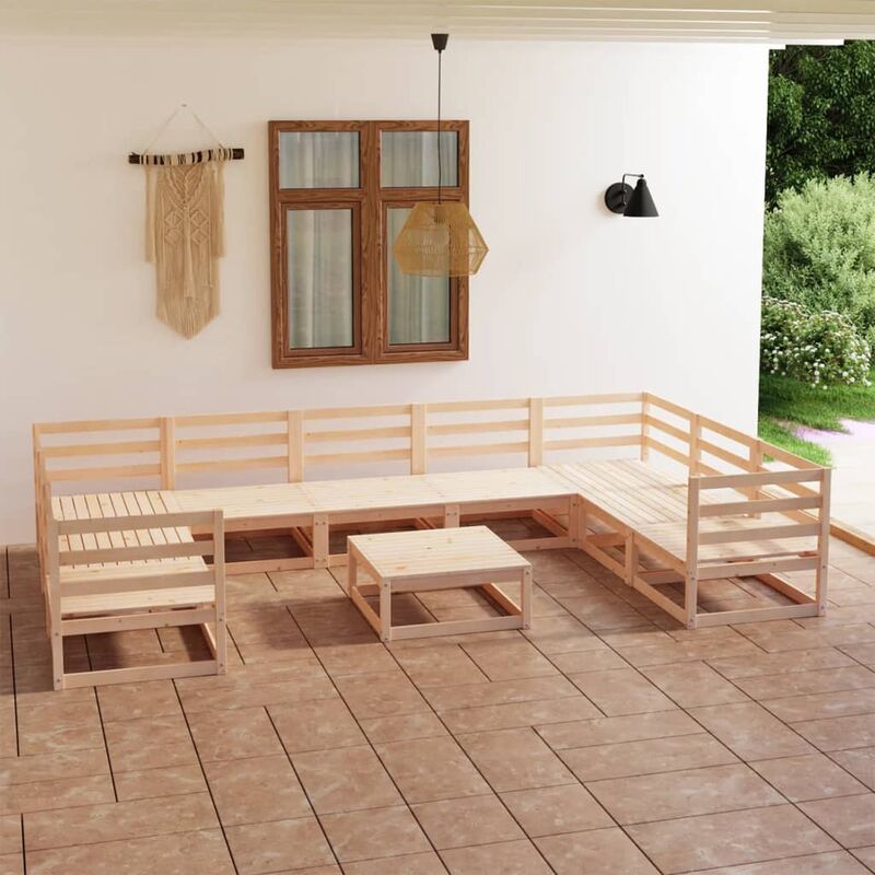 

Juego de muebles de jardín 10 piezas madera pino maciza