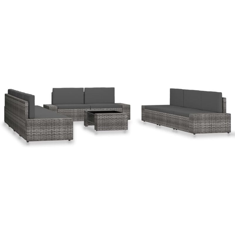 

Juego de muebles de jardin 10 piezas ratan sintetico gris