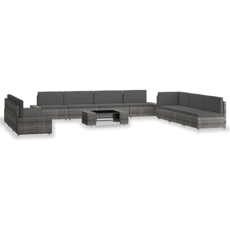 

Juego de muebles de jardín 10 piezas ratán sintético gris - Gris - Vidaxl