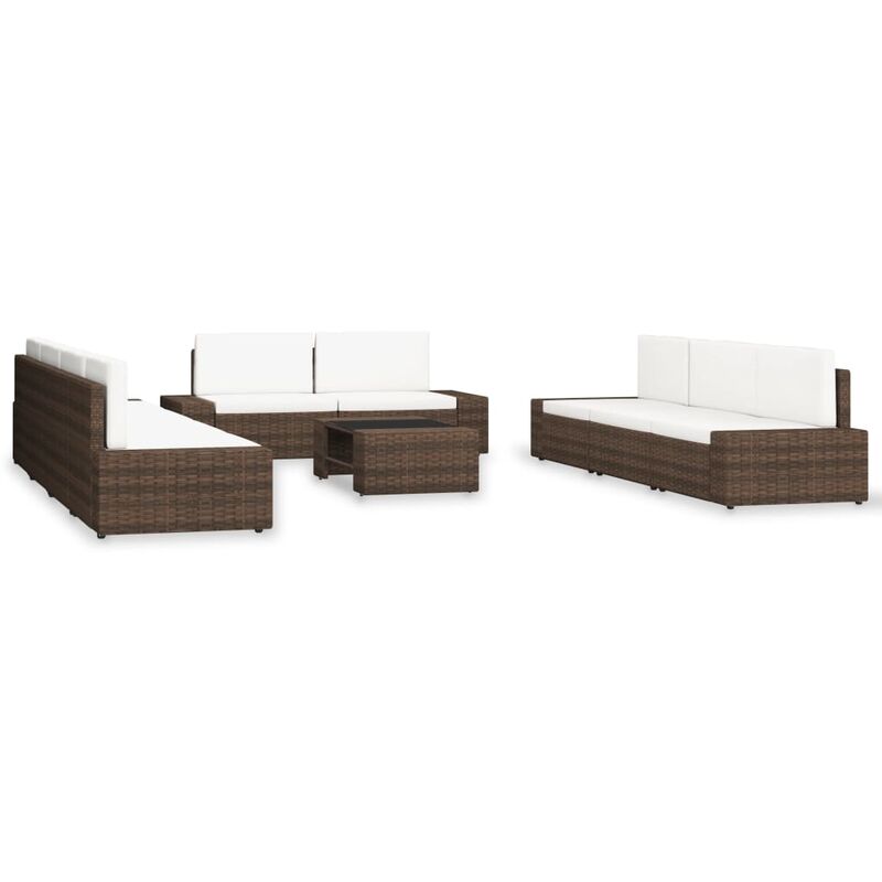 

Happyshopping - Juego de muebles de jardin 10 piezas ratan sintetico marron