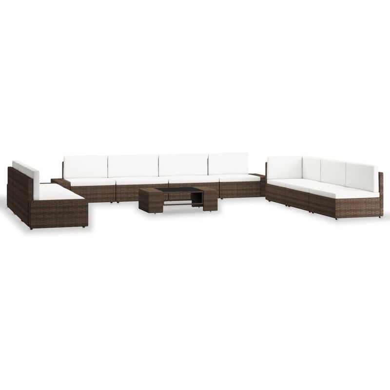 

Juego de muebles de jardín 10 piezas ratán sintético marrón