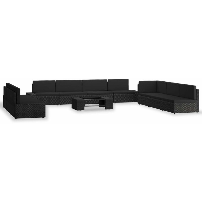 

Juego de muebles de jardin 10 piezas ratan sintetico negro