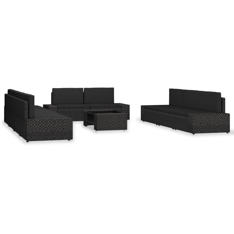 

Juego de muebles de jardín 10 piezas ratán sintético negro