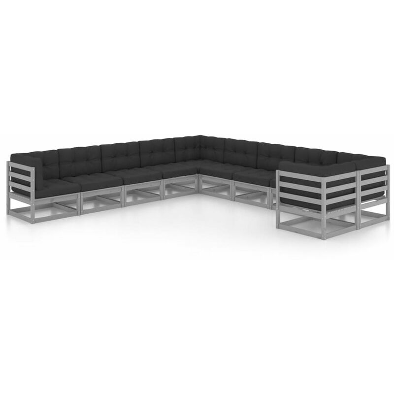 

Juego de muebles de jardin 10 pzas y cojines madera maciza pino