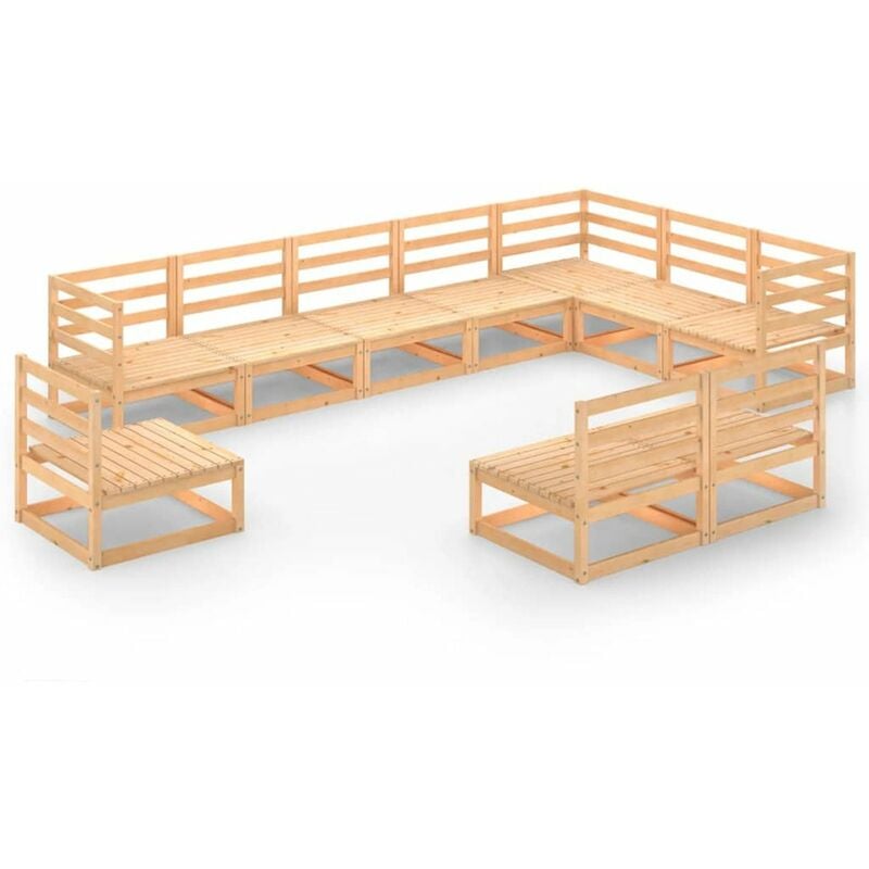 

Juego de muebles de jardin 10 pzas y cojines madera pino maciza