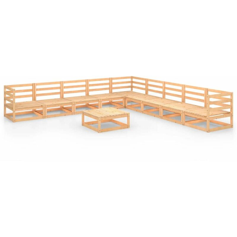 

Juego de muebles de jardin 10 pzas y cojines madera pino maciza