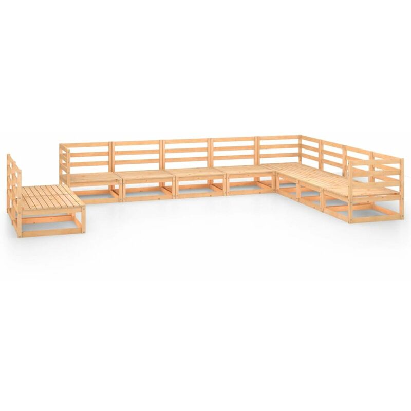 

Juego de muebles de jardin 10 pzas y cojines madera pino maciza