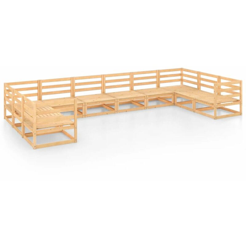 

Juego de muebles de jardin 10 pzas y cojines madera pino maciza
