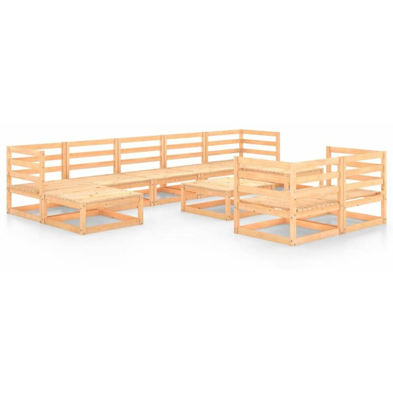 

Juego de muebles de jardin 10 pzas y cojines madera pino maciza