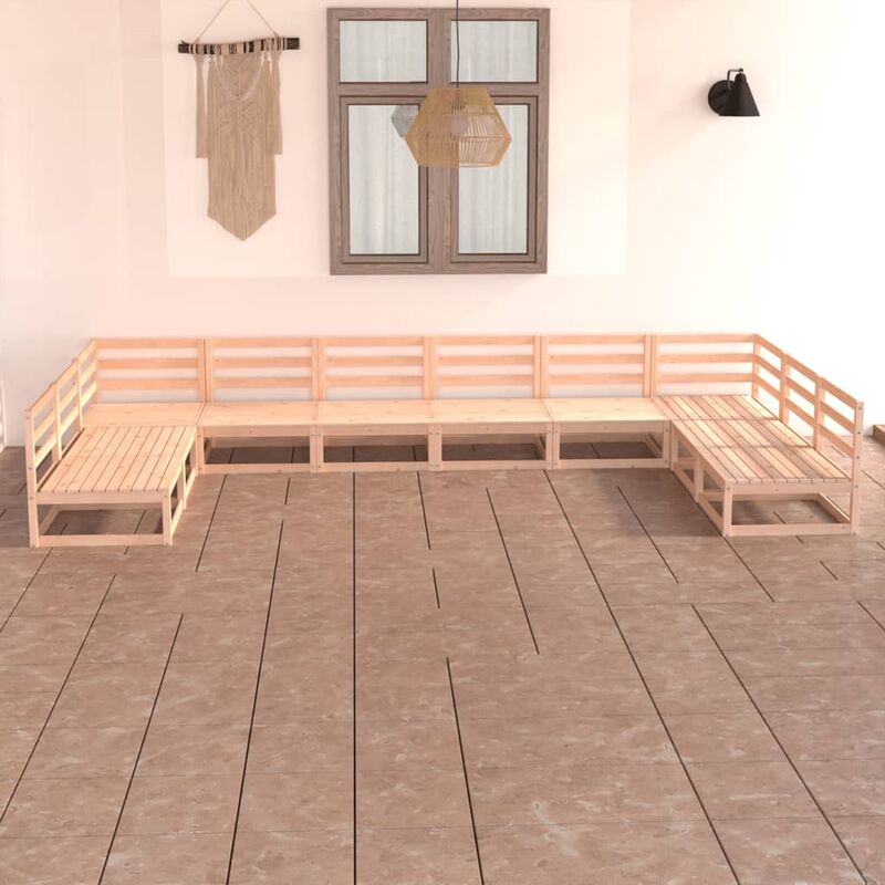 

Juego de muebles de jardín 10 pzas y cojines madera pino maciza