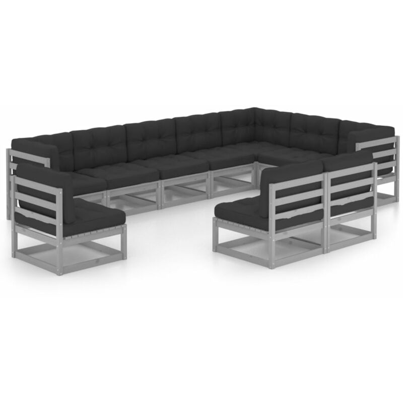 

Juego de muebles de jardín 10 pzas y cojines madera pino maciza