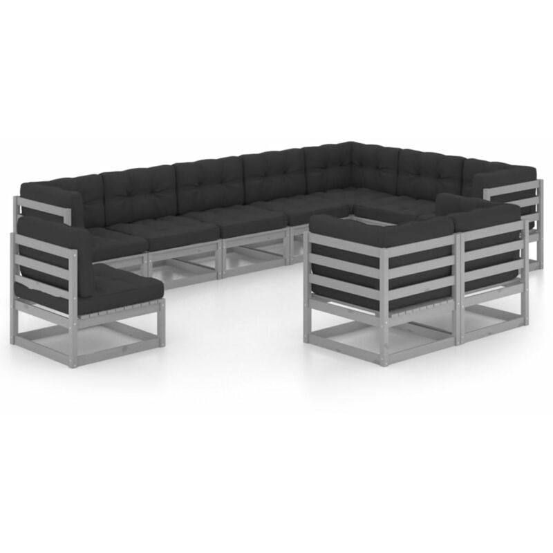 

Juego de muebles de jardín 10 pzas y cojines madera pino maciza