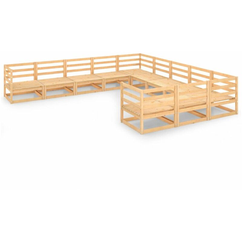 

Juego de muebles de jardin 11 piezas madera de pino maciza