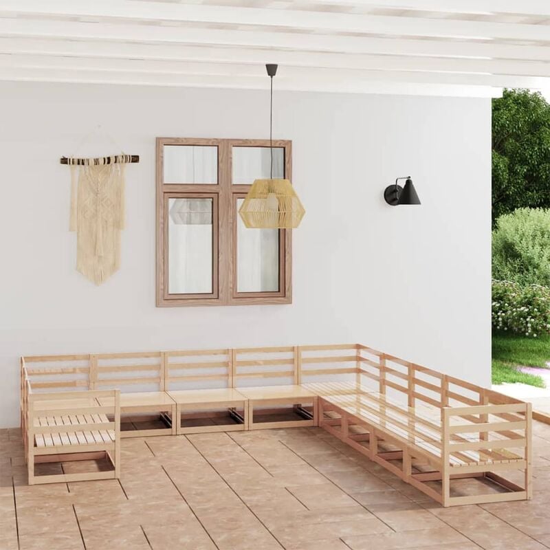 

Juego de muebles de jardín 11 piezas madera de pino maciza