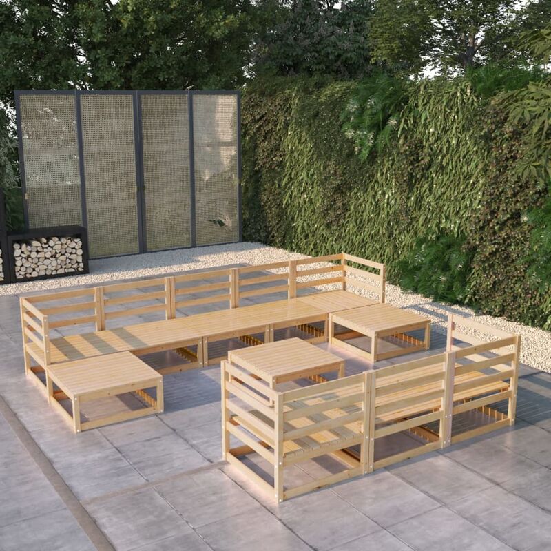 

Juego de muebles de jardín 11 piezas madera de pino maciza