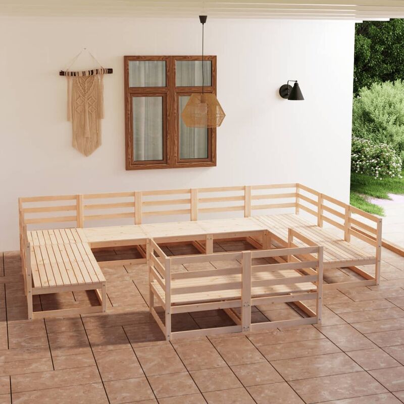 

Juego de muebles de jardín 11 piezas madera de pino maciza