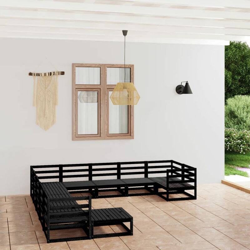 

Juego de muebles de jardín 11 piezas madera maciza de pino