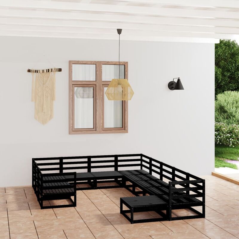 

Juego de muebles de jardín 11 piezas madera maciza de pino