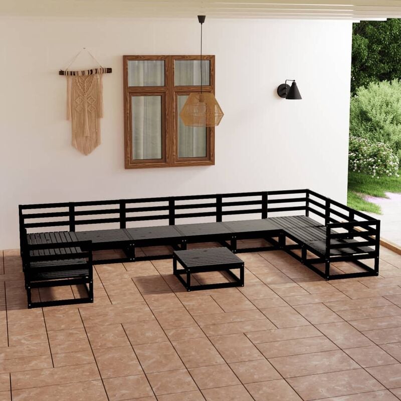 

Juego de muebles de jardín 11 piezas madera maciza de pino