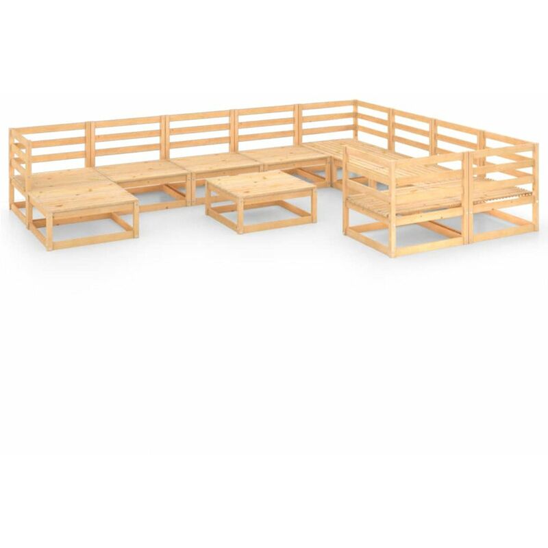

Happyshopping - Juego de muebles de jardin 11 piezas madera maciza pino