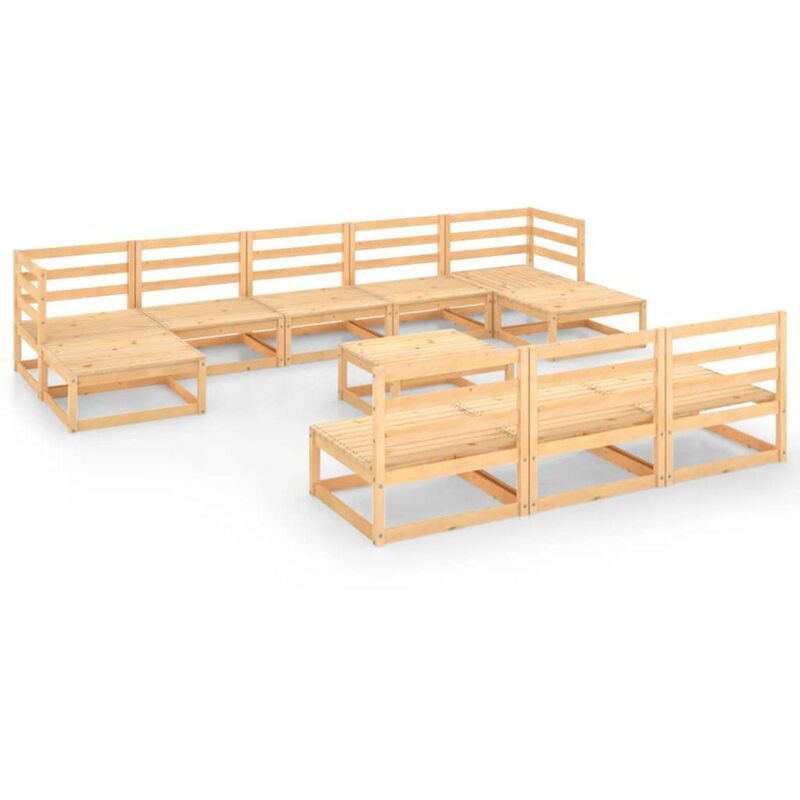 

Juego de muebles de jardin 11 piezas madera maciza pino