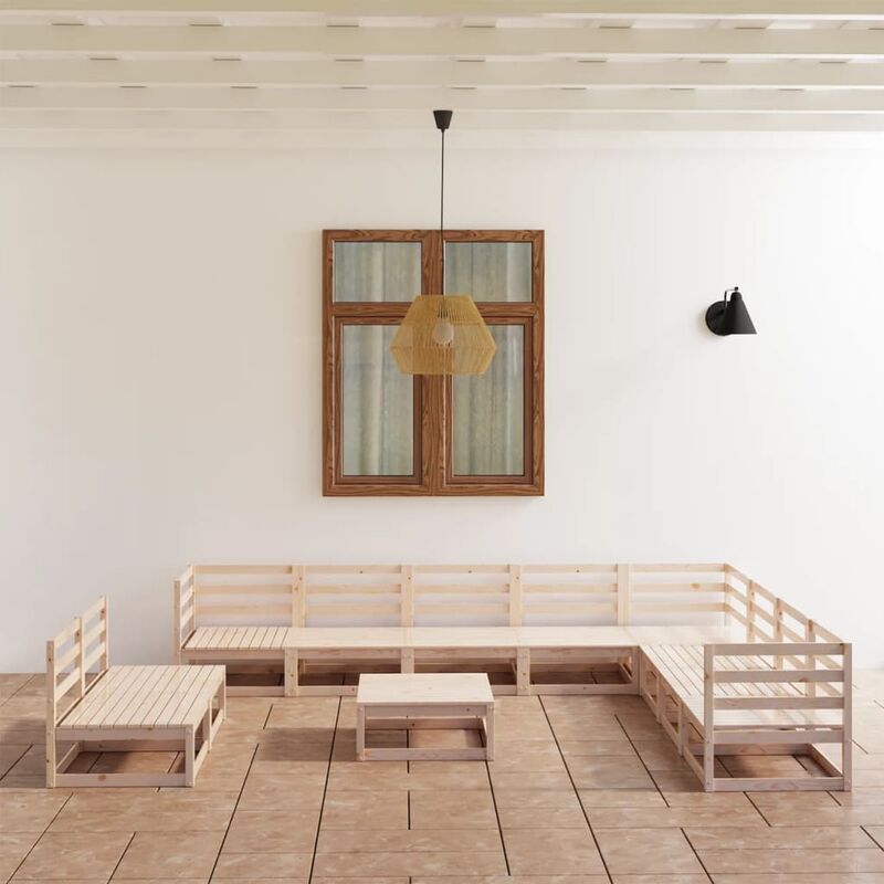 

Juego de muebles de jardín 11 piezas madera pino maciza