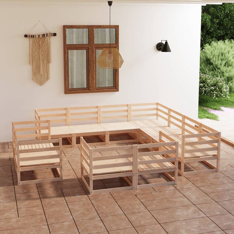 

Juego de muebles de jardín 11 piezas madera pino maciza