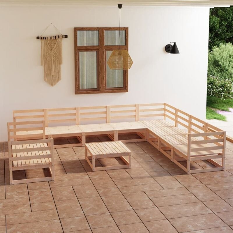 

Juego de muebles de jardín 11 piezas madera pino maciza