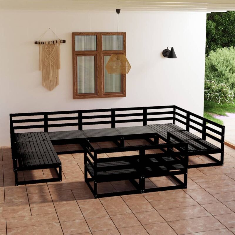 

Juego de muebles de jardín 11 piezas madera pino maciza