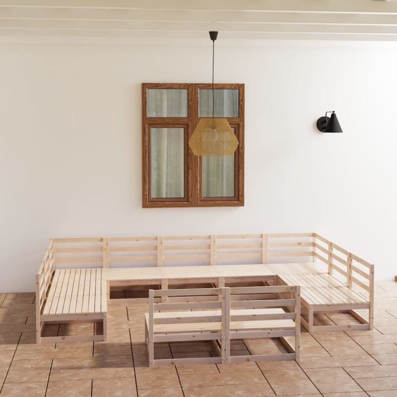 

Juego de muebles de jardín 11 piezas madera pino maciza
