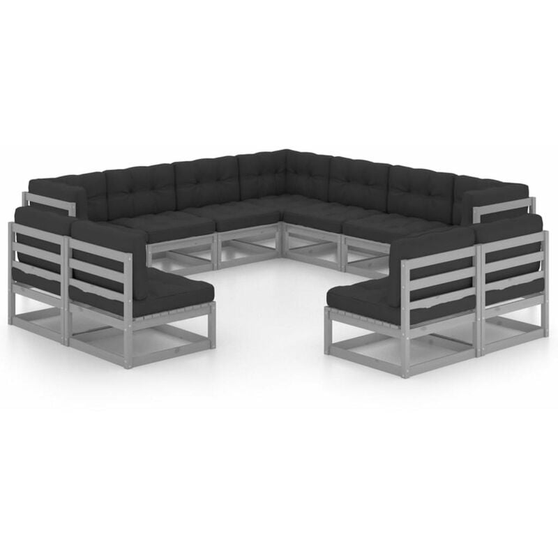 

Juego de muebles de jardin 11 pzas y cojines madera maciza pino