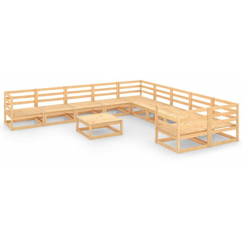 

Juego de muebles de jardin 11 pzas y cojines madera pino maciza