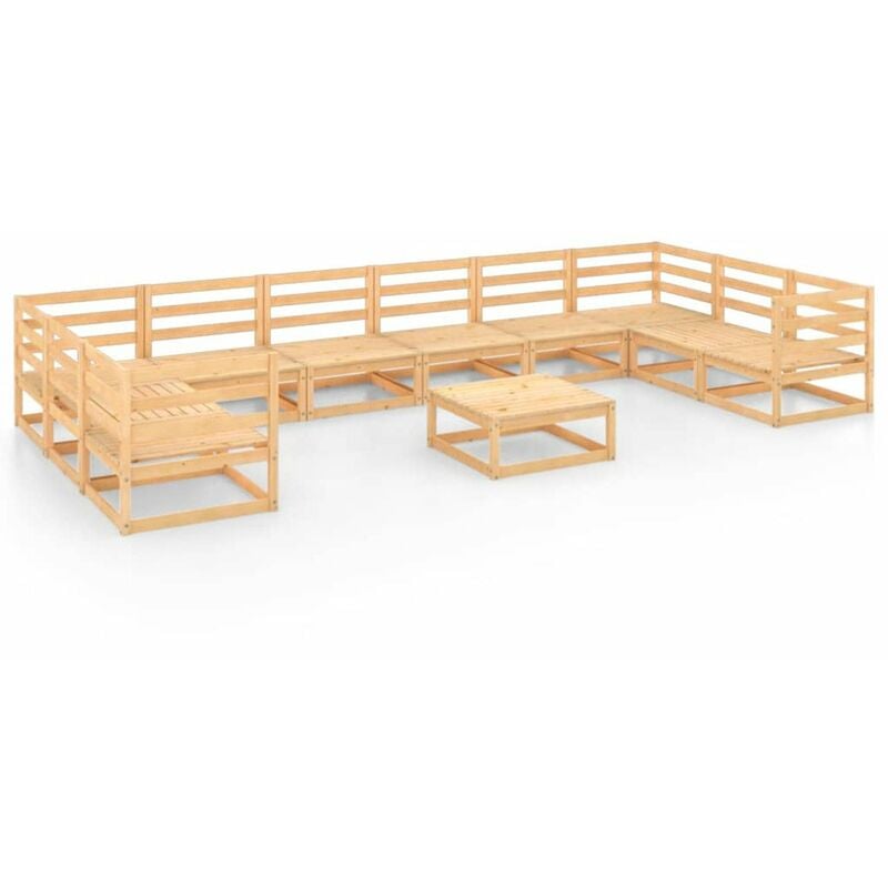 

Juego de muebles de jardin 11 pzas y cojines madera pino maciza