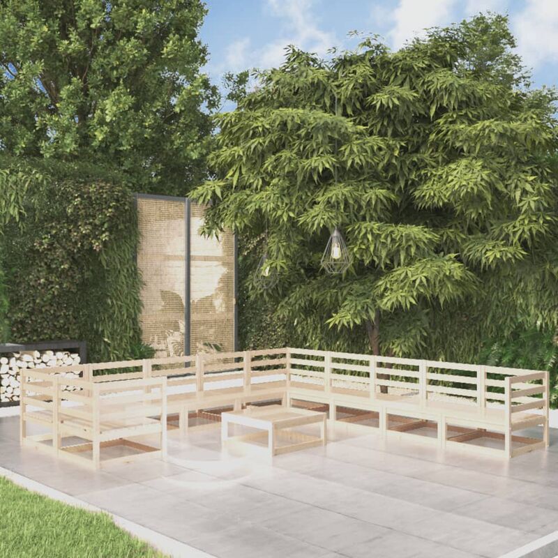

Juego de muebles de jardín 11 pzas y cojines madera pino maciza