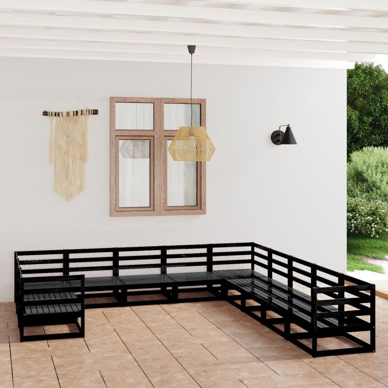 

Juego de muebles de jardín 11 pzas y cojines madera pino maciza