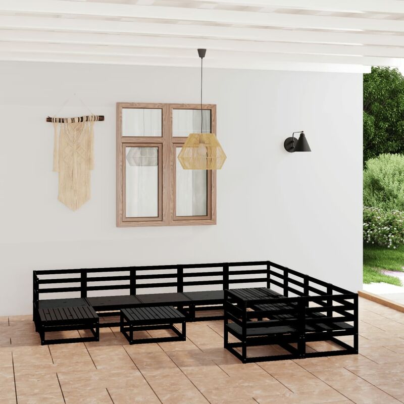 

Juego de muebles de jardín 11 pzas y cojines madera pino maciza