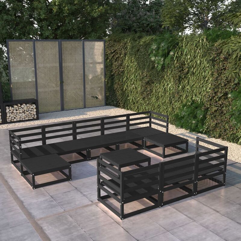 

Juego de muebles de jardín 11 pzas y cojines madera pino maciza