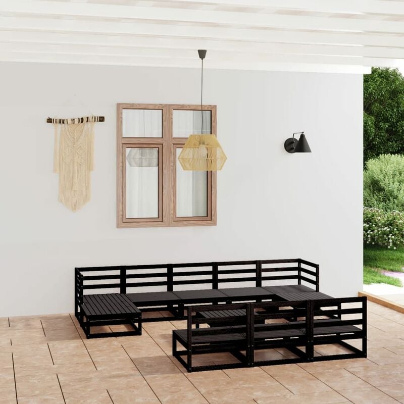 

Juego de muebles de jardín 11 pzas y cojines madera pino maciza