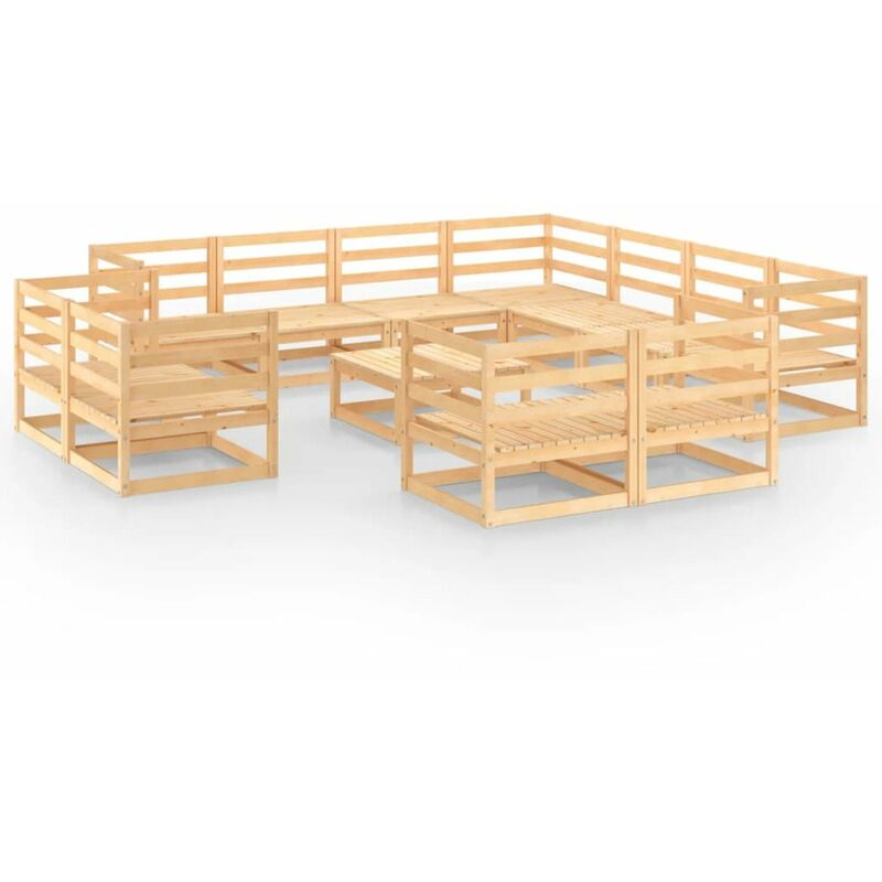 

Juego de muebles de jardin 12 piezas madera maciza de pino