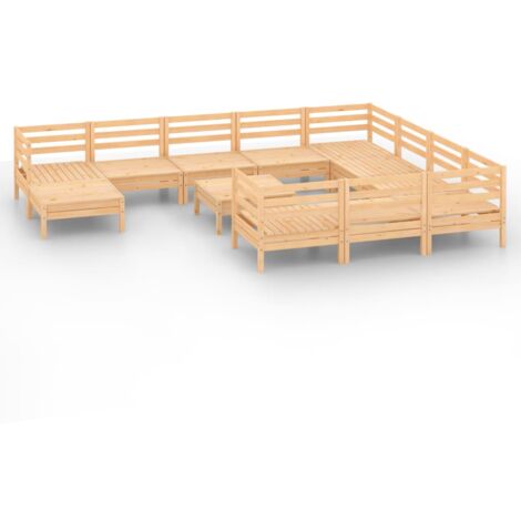 Juego de muebles de jardín 12 piezas madera maciza de pino vidaXL