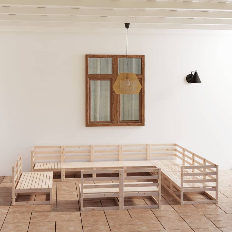 

Juego de muebles de jardín 12 piezas madera pino maciza