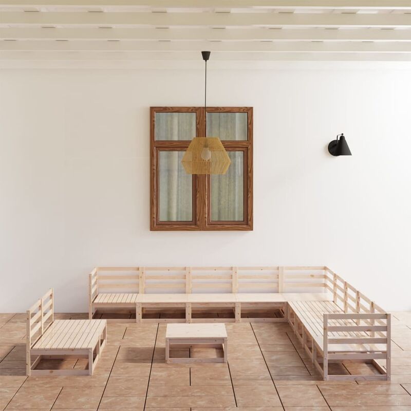 

Juego de muebles de jardín 12 piezas madera pino maciza