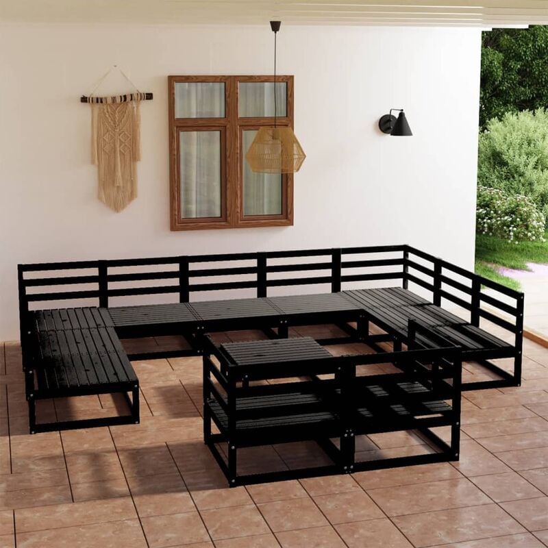 

Juego de muebles de jardín 12 piezas madera pino maciza