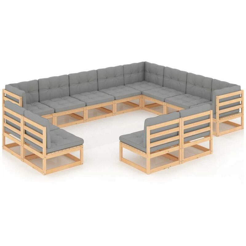 

Juego de muebles de jardin 12 pzas y cojines madera maciza pino