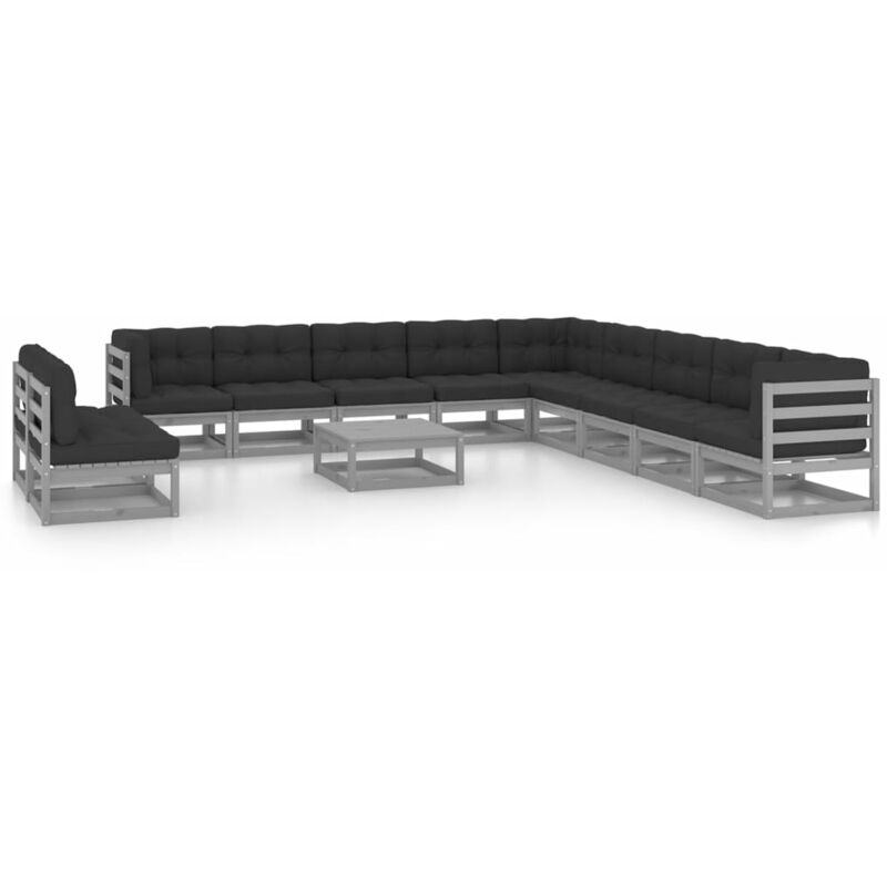 

Juego de muebles de jardín 12 pzas y cojines madera pino maciza