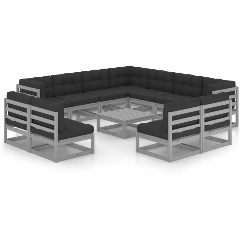 

Juego de muebles de jardín 12 pzas y cojines madera pino maciza