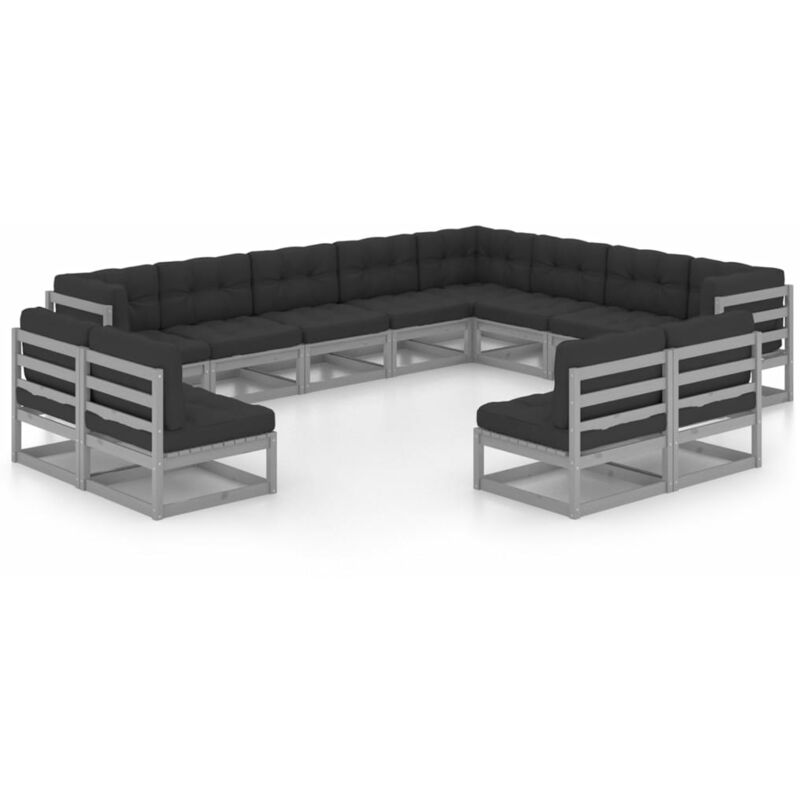 

Juego de muebles de jardín 12 pzas y cojines madera pino maciza
